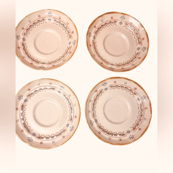 Vintage International Stoneware Japan Saucers (Set of 4) | Folk-Inspired Pattern - Picture 2 of 13